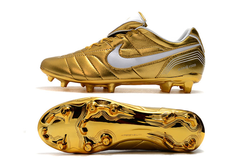 Crampons Le 12 -ème Maillot Tiempo Legend 7 R10 Elite FG pour football, vue en 3D, semelles avec pointes en acier.
