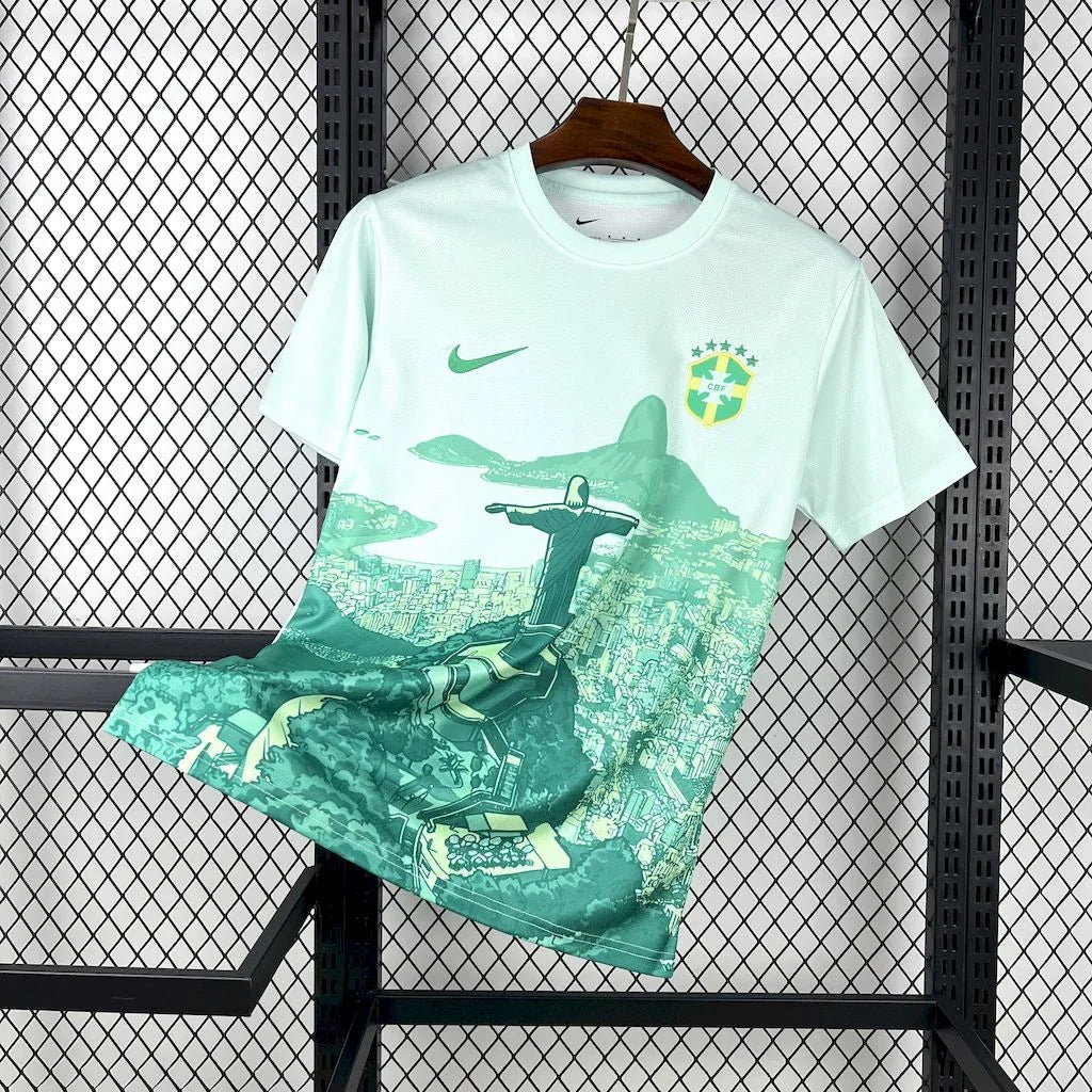 Maillot de football Brésil 2025-26, marque Le 12 -ème Maillot, vue de face avec design coloré et logo officiel.