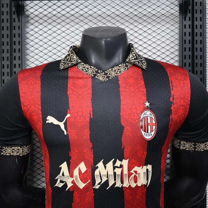 Maillot concept AC Milan 2025-26 Le 12 -ème Maillot, maillot de football avec logo et design moderne, vue frontale.
