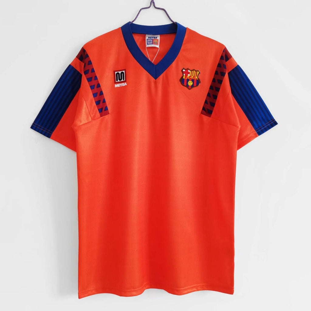 Maillot extérieur rétro 1991-1992 du FC Barcelone, marque Le 12 -ème Maillot, affichant les couleurs et le logo du club.