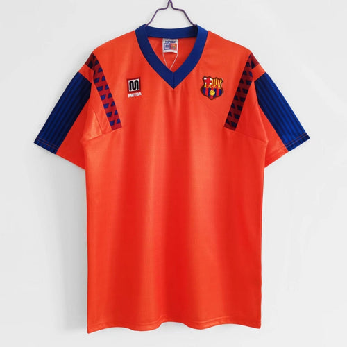 Maillot extérieur rétro 1991-1992 du FC Barcelone, marque Le 12 -ème Maillot, affichant les couleurs et le logo du club.