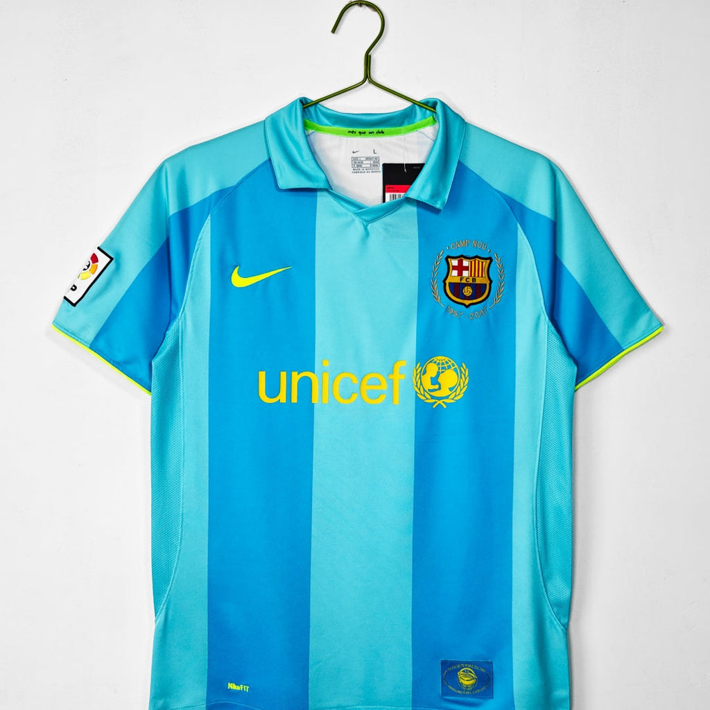 Maillot extérieur rétro du FC Barcelone 2007-2008, marque Le 12, vue de face avec logo et détails du maillot.