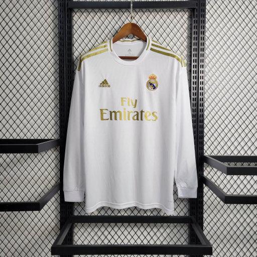 Maillot Real Madrid 2019 2020 à manches longues, style rétro, de la marque Le 12 -ème Maillot, vue de face.