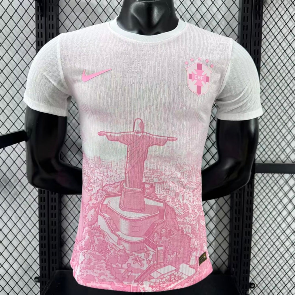 Maillot 25/26 Brésil spécial joueur rose, maillot de football Le 12-ème Maillot, détails du design et logo.