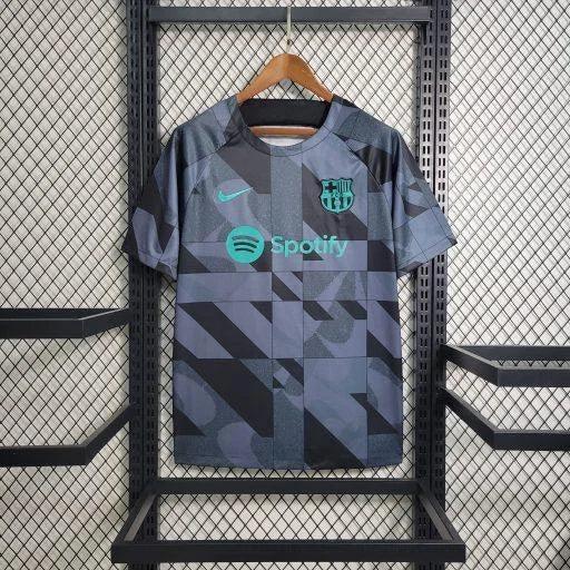 Maillot d'entraînement FC Barcelone 2023-2024 Le 12ème, maillot de sport bleu avec logo du club et détails de ventilation
