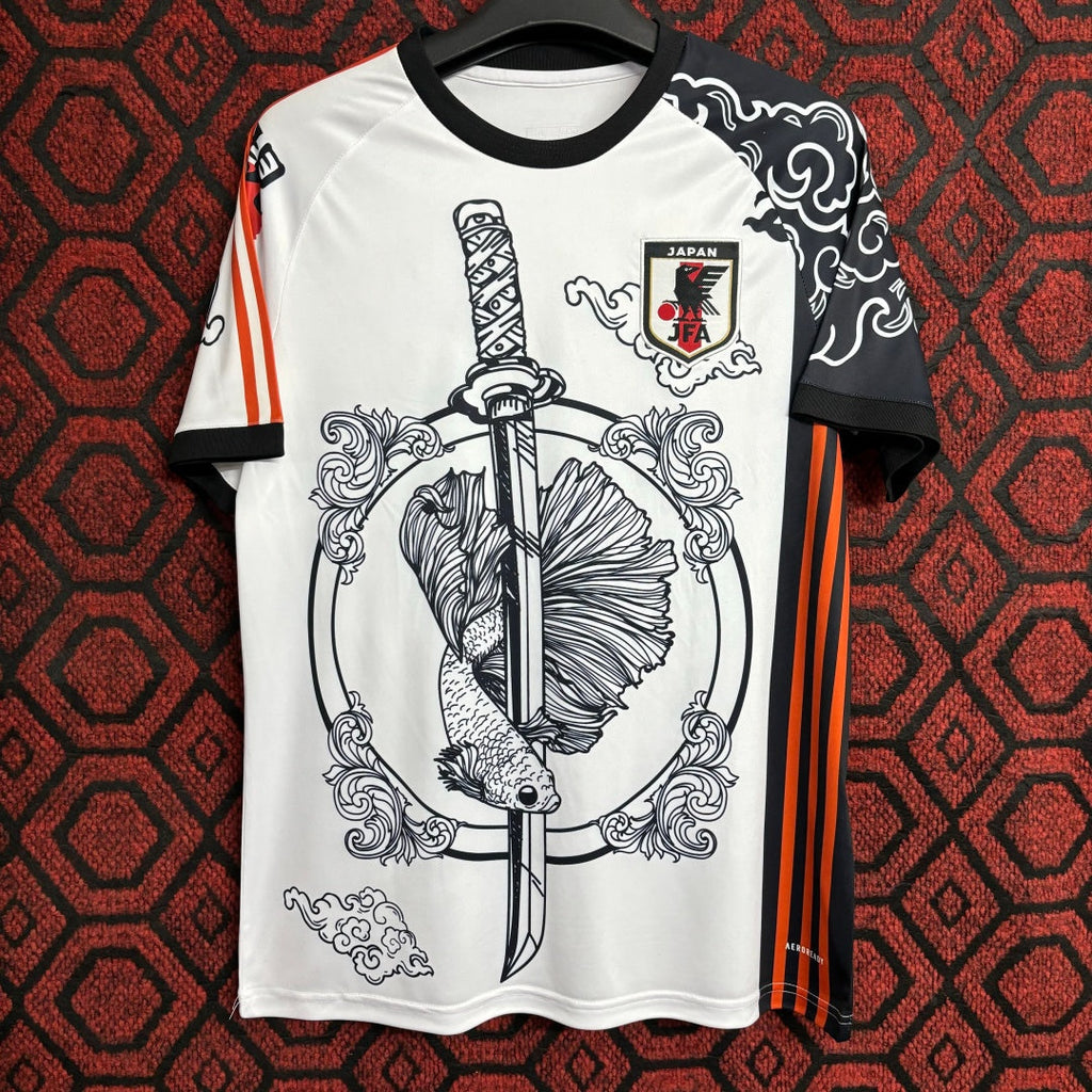 Maillot de football Japon 24/25 blanc, marque Le 12 -ème Maillot, vue de face avec détails du design officiel.
