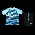 Ensemble OM Le 12 -ème Maillot, maillot de football blanc avec logo et détails bleus sur fond blanc, vue de face.