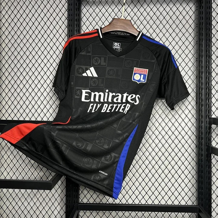 Maillot de football extérieur Olympique Lyonnais 2024-2025, marque Le 12-ème Maillot, en tissu aux couleurs traditionnelles.