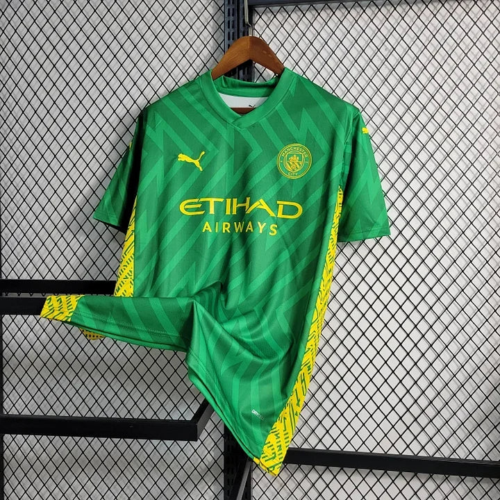 Maillot de gardien Manchester City 2023-2024 Le 12-ème Maillot, maillot de football avec logo et design sportif.