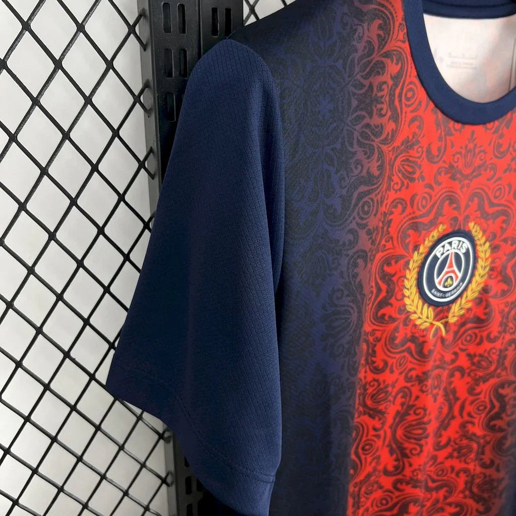 Maillot concept PSG 2025-26 de Le 12-ème Maillot, maillot de football avec logo et design moderne, vue de face.