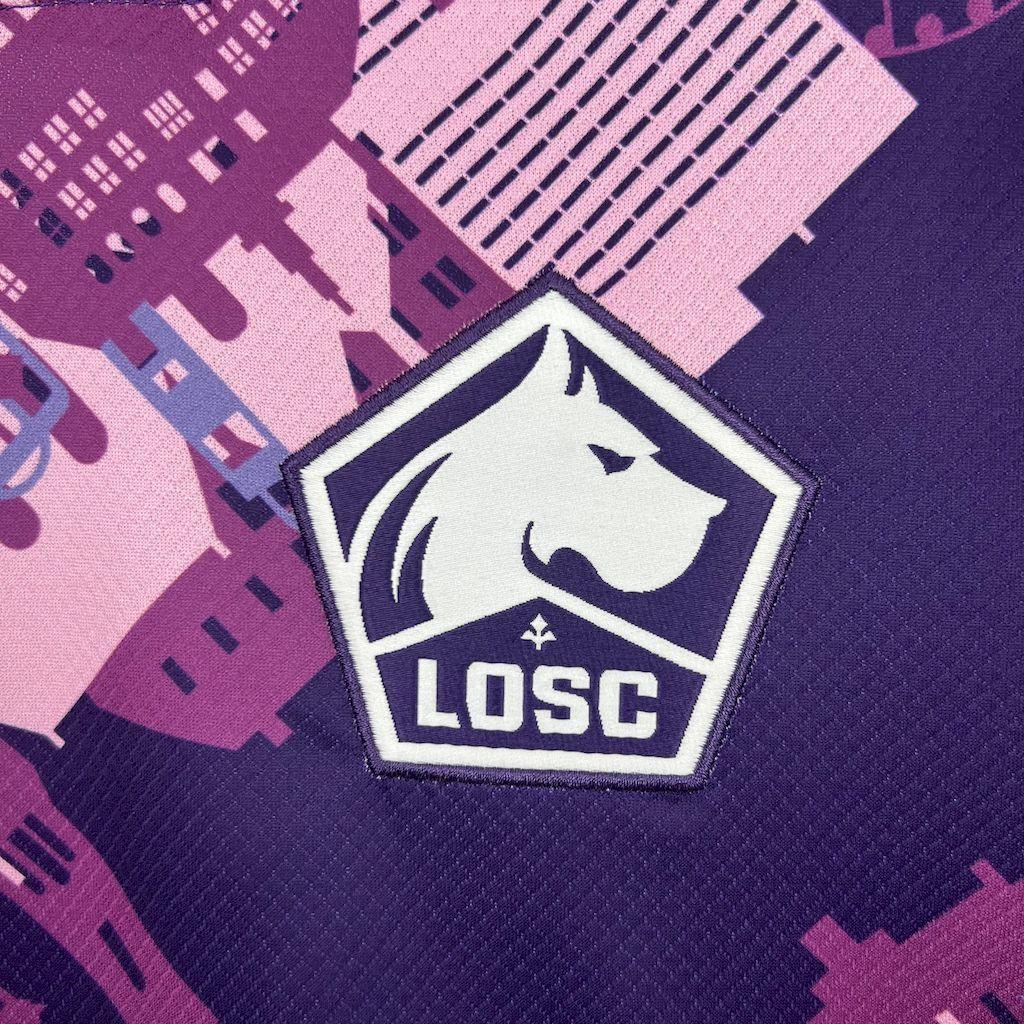 Maillot extérieur Lille 2025-26 de la marque Le 12-ème, vue en gros plan, avec logo et détails du maillot.