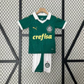 Maillot enfant Palmeiras 2024-25, kit complet avec logo et couleurs vertes et blanches, fabriqué par Le 12 -ème Maillot.