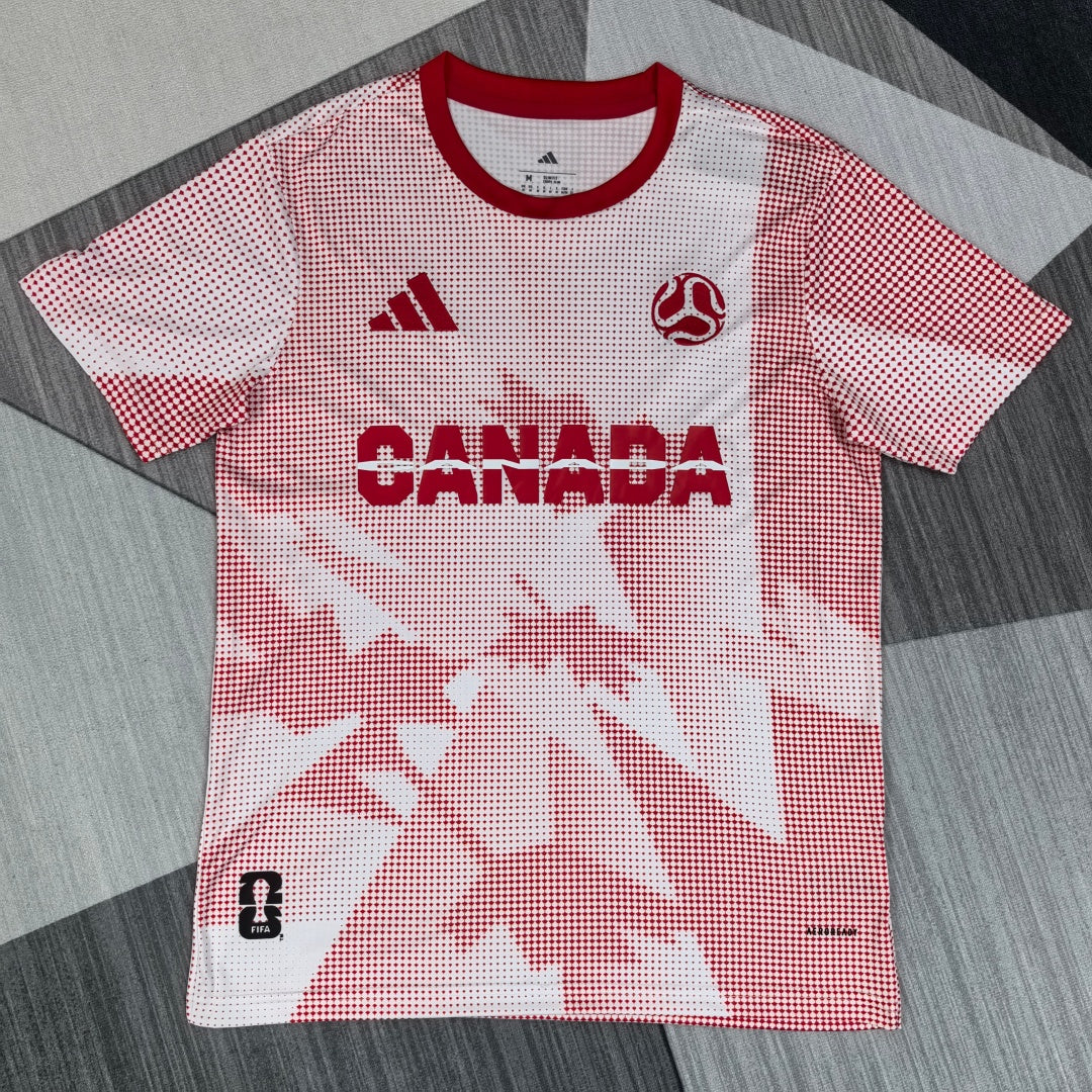 Maillot 25/26 Canada Le 12 -ème Maillot, maillot de sport avec logo canadien, vue frontale, textile en détails.