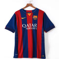 Maillot domicile rétro du FC Barcelone 2014-2015, marque Le 12 -ème Maillot, affichant les couleurs traditionnelles du club.