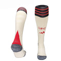 Chaussettes Liverpool Extérieur de la marque Le 12 -ème Maillot, coton blanc avec logo rouge et détails noirs.