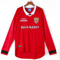 Maillot domicile rétro Manchester United 1999-2000 à manches longues, marque Le 12 -ème Maillot, avec logo et détails classiques