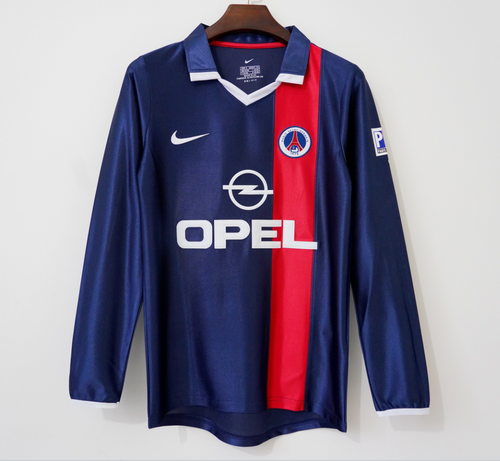 Maillot domicile rétro du PSG 2001-2002 à manches longues, marque Le 12ème Maillot, design classique et emblématique.