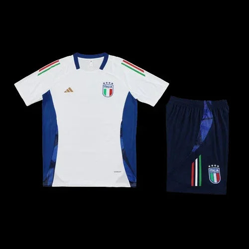 Ensemble Italie Le 12 -ème Maillot, maillot de football bleu et blanc avec logo national, vue de face.