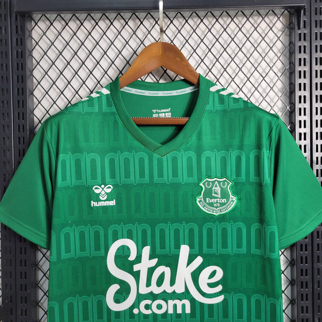 Maillot extérieur Everton 2024-25 Le 12 -ème Maillot, maillot de football avec logo de l'équipe et design officiel.
