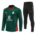 Ensemble de football AC Milan vert pour enfants, marque Le 12 -ème Maillot, avec logo et détails du maillot.