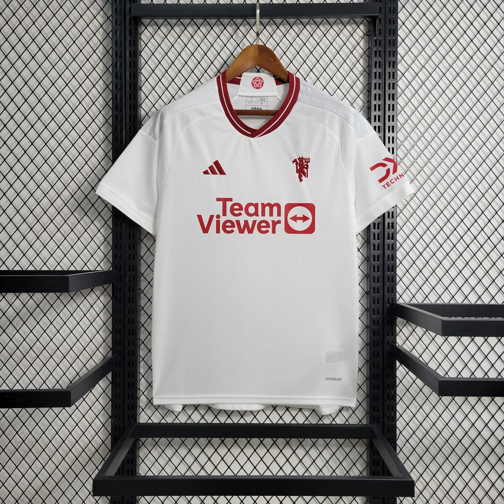 Maillot extérieur Manchester United 2023 2024 Le 12 -ème Maillot, maillot de football avec logo et design officiel.