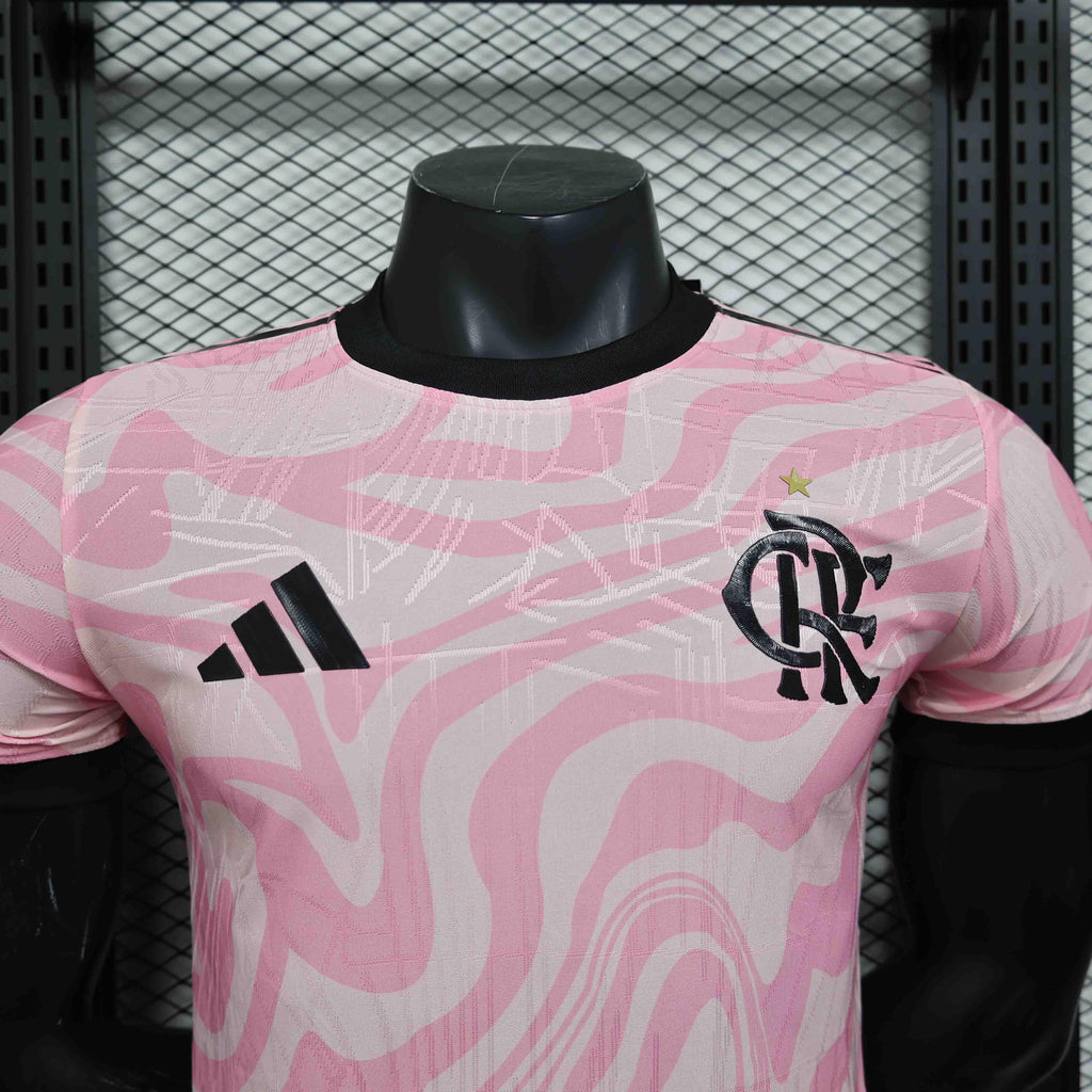 Maillot Flamengo concept 2025-26 de Le 12 -ème Maillot, devant avec design innovant et couleurs rouges et noires.