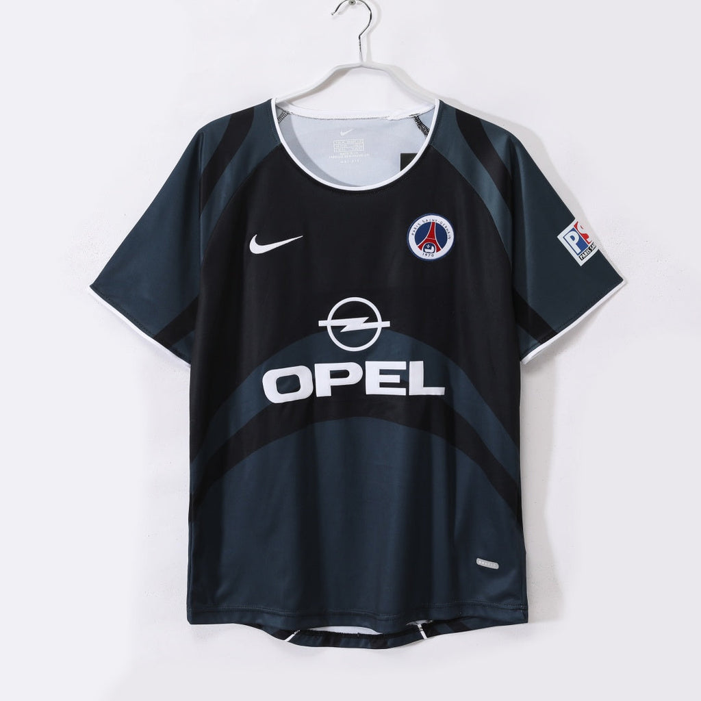 Maillot rétro PSG troisième 2001-2002 Le 12-ème Maillot, maillot de football bleu avec logo du club et détails vintage.