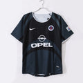 Maillot rétro PSG troisième 2001-2002 Le 12-ème Maillot, maillot de football bleu avec logo du club et détails vintage.