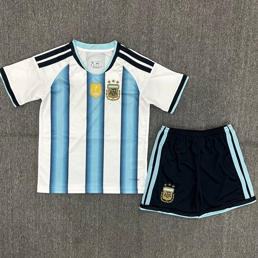 Ensemble domicile pour enfant 25/26 de l'Argentine, maillot de football Le 12-ème Maillot, maillot rouge et blanc avec logo.
