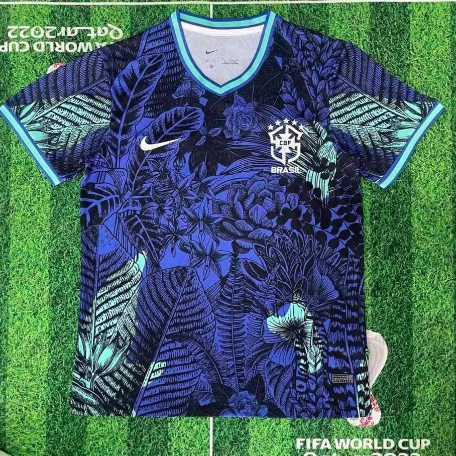 Maillot de football Brésil 25/26 bleu Le 12 -ème Maillot, design spécial, vue de face.