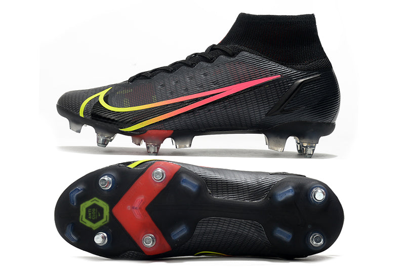 Crampons Mercurial Superfly VIII Elite SG PRO Anti Clog, chaussures de football avec crampons en acier pour performance sur gazon.