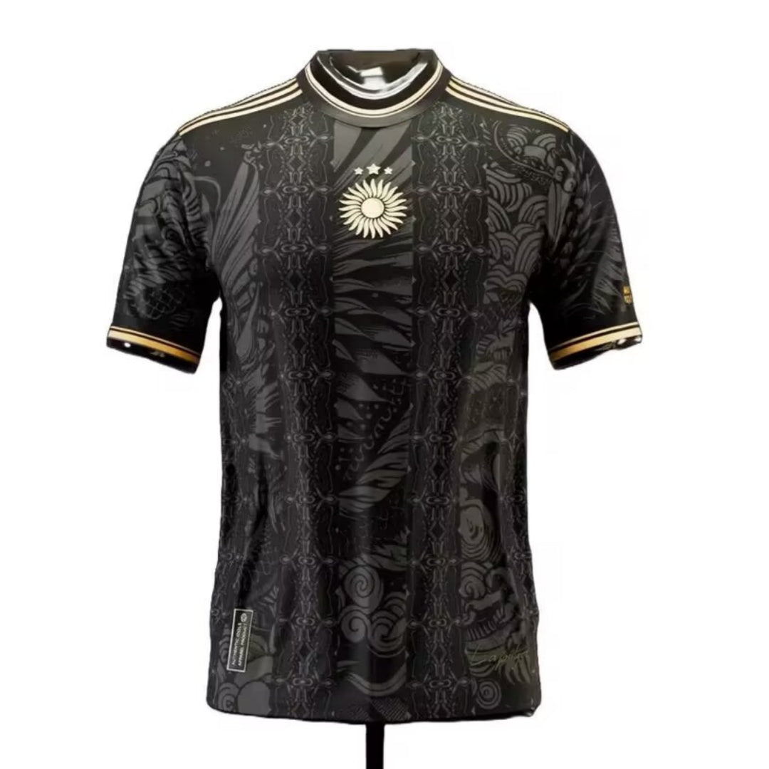 Maillot de football Argentine 25/26, modèle noir, de la marque Le 12 -ème Maillot, vue de face avec détails du design.