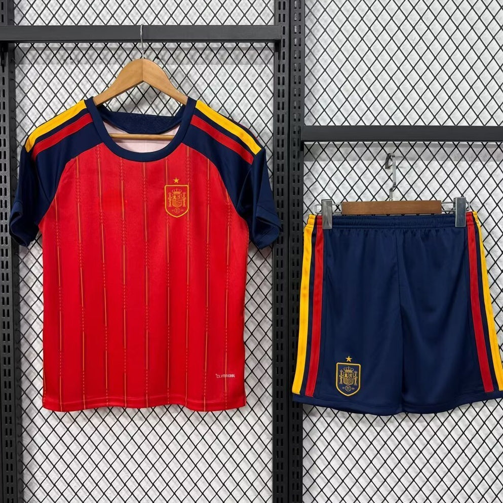 Maillot domicile adulte Espagne 25/26, marque Le 12 -ème Maillot, maillot de football avec détails du drapeau espagnol.
