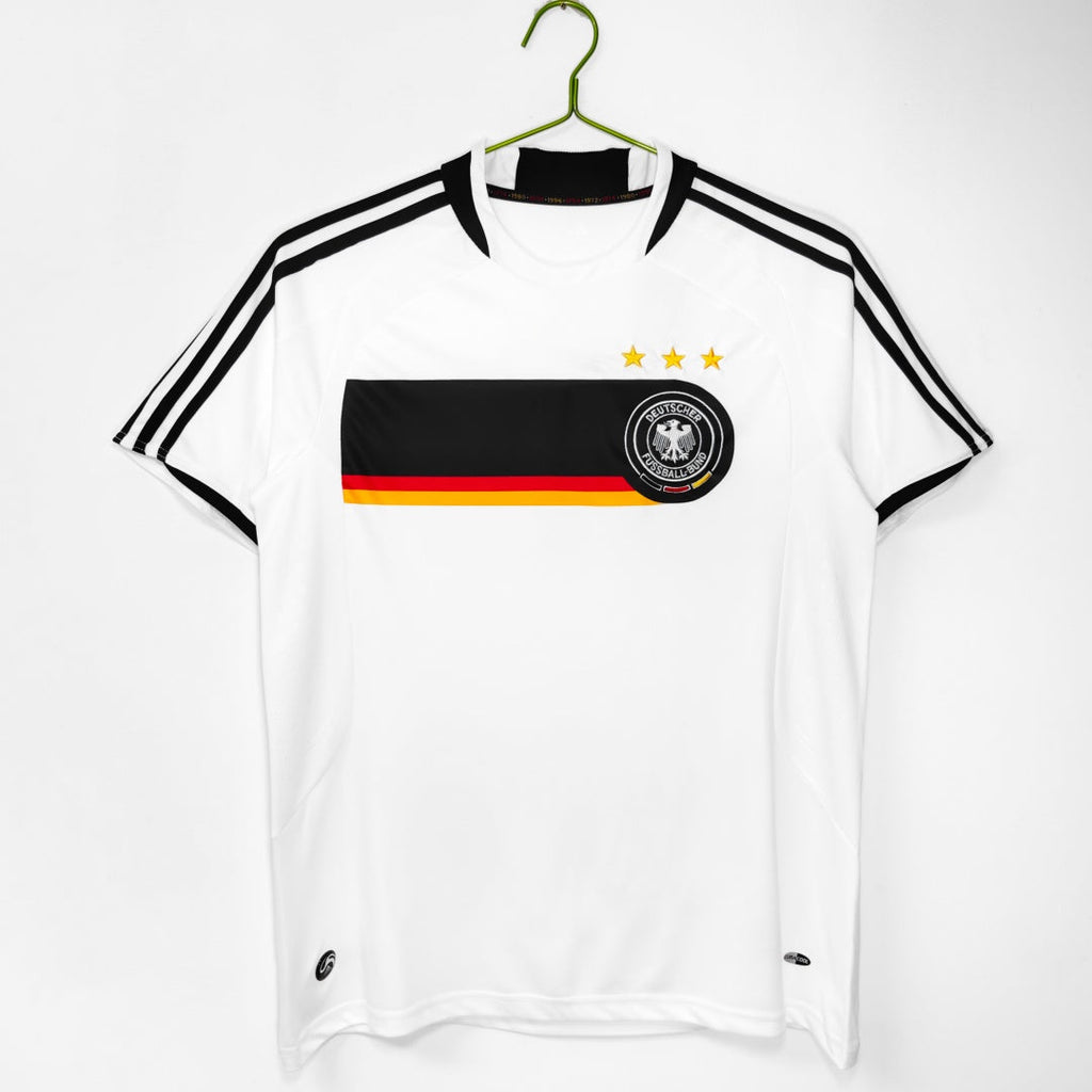 Maillot domicile rétro de l'Allemagne 2008, marque Le 12 -ème Maillot, vue de face avec logo et détails du maillot.