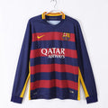 Maillot domicile rétro de Barcelone 2015-2016 à manches longues, marque Le 12-ème Maillot, vue de face sur fond blanc