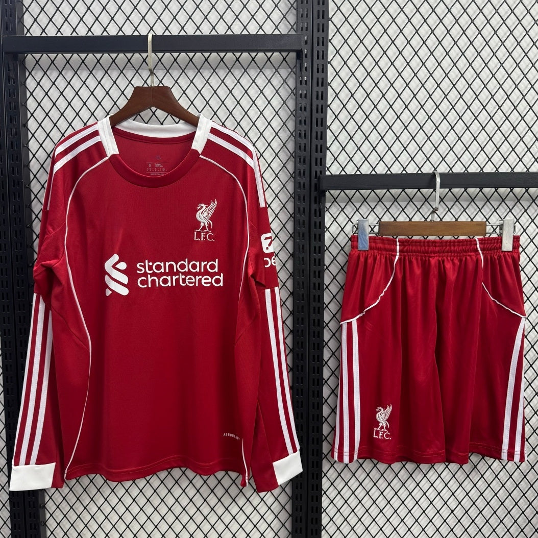 Ensemble Liverpool domicile 25/26 Le 12 -ème Maillot, maillot de football manches longues pour homme.