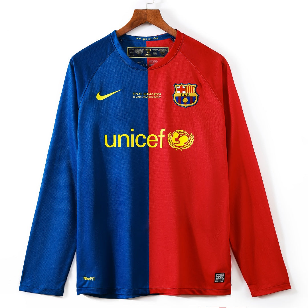 Maillot domicile rétro du FC Barcelone 2008-2009 à manches longues, modèle de la marque Le 12 -ème Maillot.