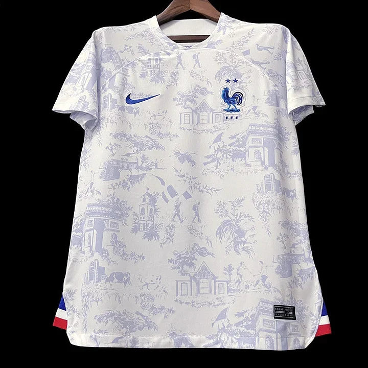 Maillot extérieur de l'équipe de France 2022-2023, maillot de football Le 12-ème Maillot, design officiel de la Coupe du Monde.