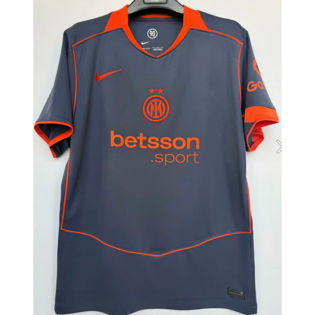Maillot third de l'Inter Milan 25/26 par Le 12 -ème Maillot, vue de face avec logo et motifs bleus.