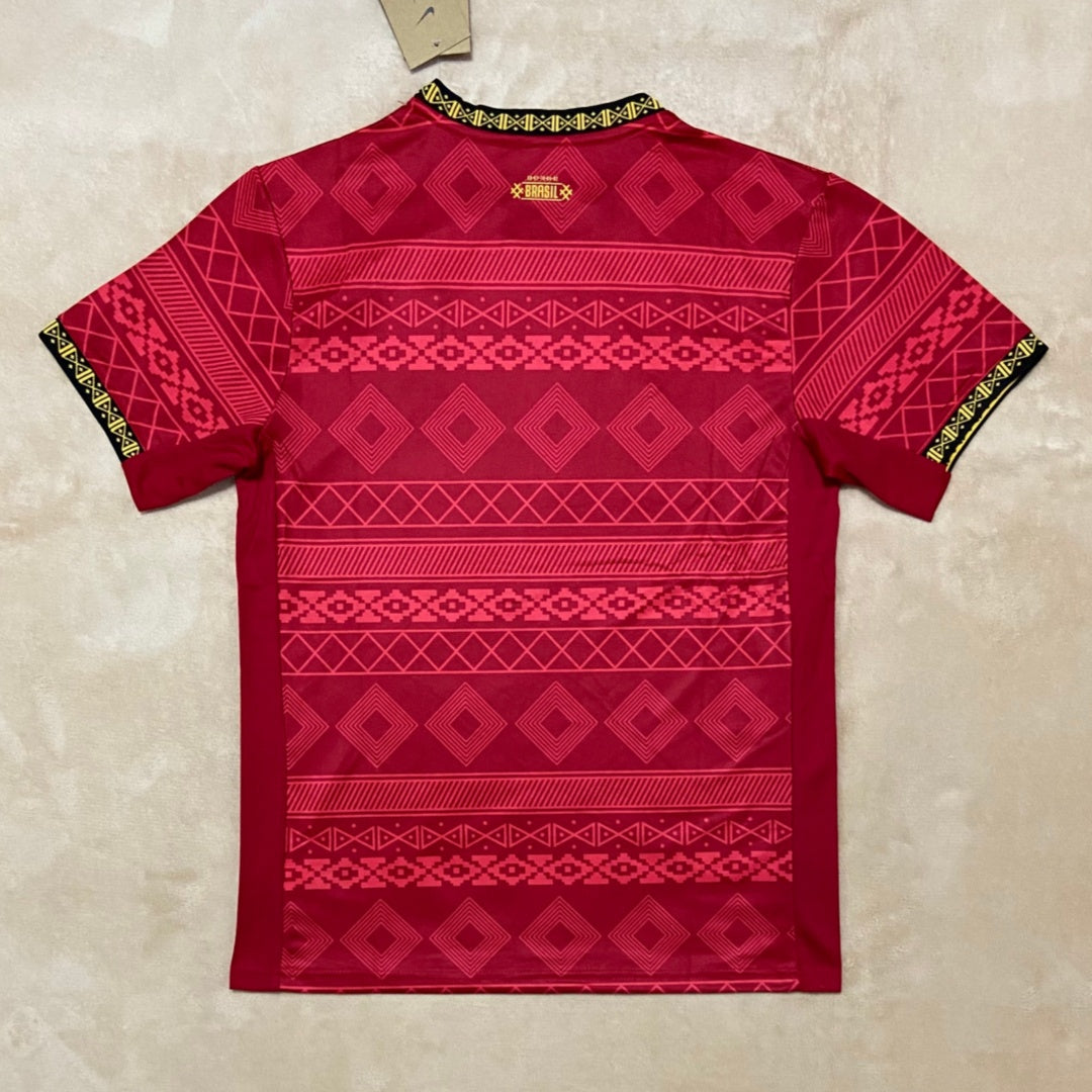 Maillot de football Le 12 Brésil spécial rouge 25/26, maillot de l'équipe nationale avec logo et design distinctif.