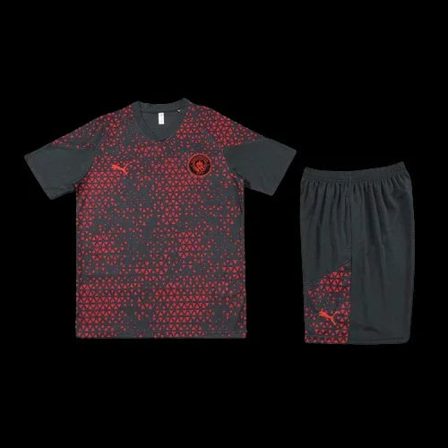 Ensemble Manchester City de Le 12 -ème Maillot, maillot de football bleu avec logo et détails blancs, vue de face.