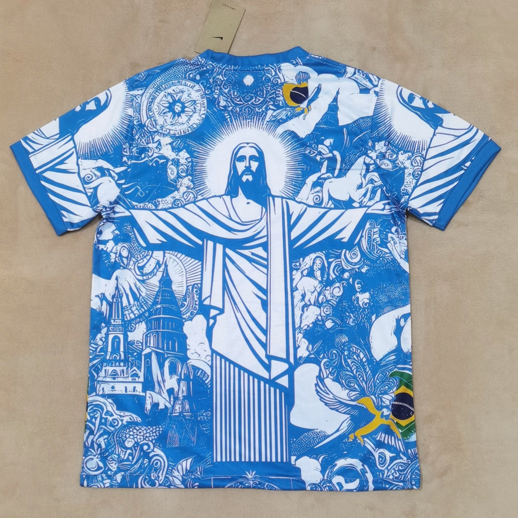 Maillot de football Brésil 25/26 bleu Le 12 -ème Maillot, vue de face, détails du design et logo de l'équipe.