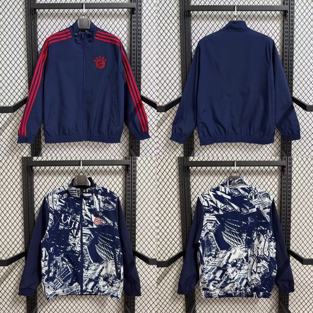 Veste coupe-vent réversible Bayern Munich Le 12 -ème Maillot, tissu léger avec logo et design sportif visible.