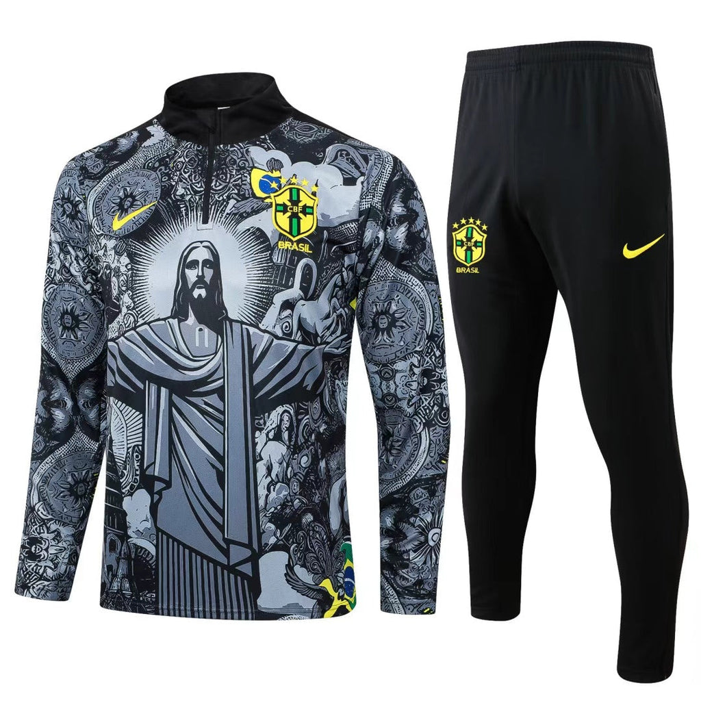 Ensemble de football Brésil 25/26, marque Le 12 -ème Maillot, maillot vert et jaune avec logos officiels.