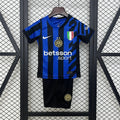 Maillot enfant Inter Milan 2024-25, kit officiel de football, avec logo et couleurs traditionnelles, de la marque Le 12.