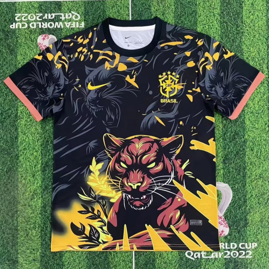 Maillot de football Brésil 25/26, modèle spécial, en bleu avec logo et détails en jaune, de la marque Le 12 -ème Maillot