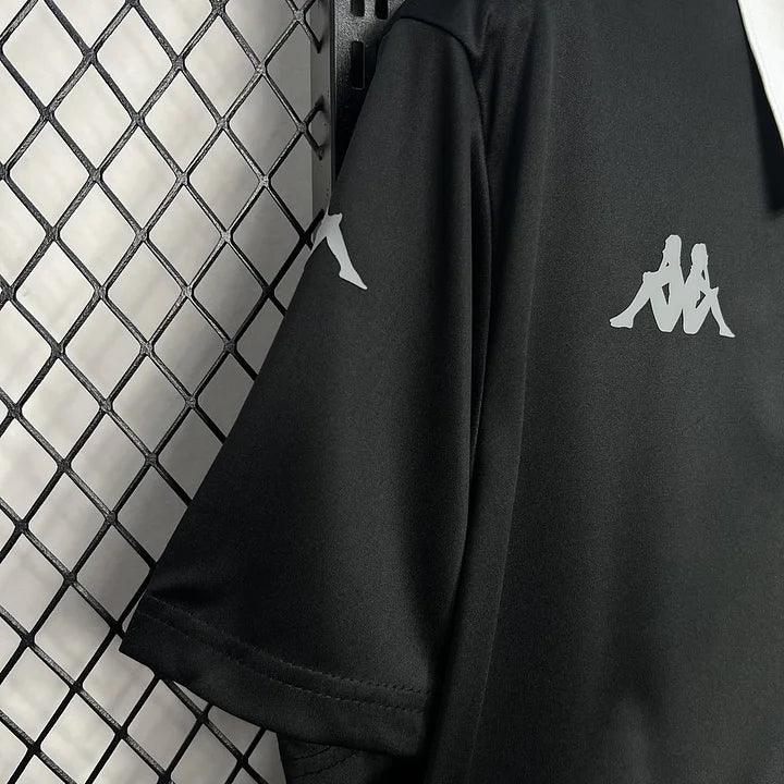 Maillot de football noir AS Monaco 2024-2025, marque Le 12 -ème Maillot, vue du devant avec logo et détails du design