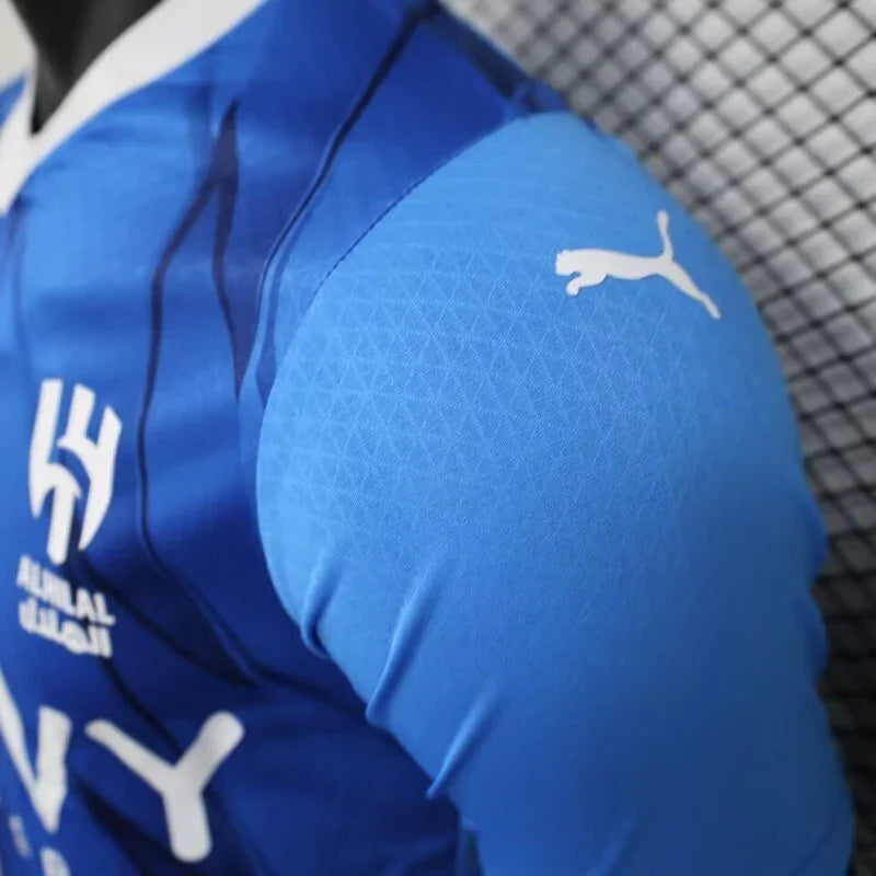 Maillot de football AL-Hilal 2023-24, maillot officiel de l'équipe, fabriqué par Le 12 -ème Maillot avec logo et détails visibles