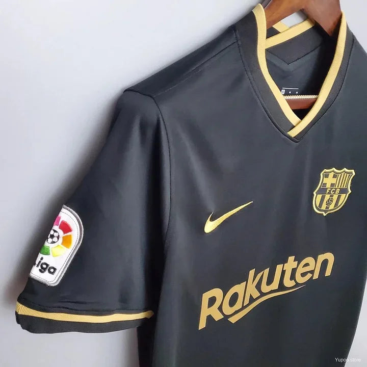 Maillot rétro du FC Barcelone 2019 par Le 12-ème Maillot, vue de face avec logo et design classique blaugrana.