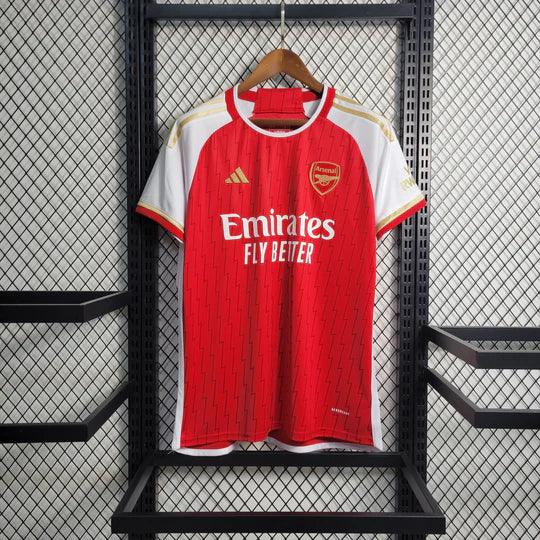 Maillot domicile Arsenal 2023-2024 Le 12 -ème Maillot, blanc avec logo et détails rouges et bleus, vue de face